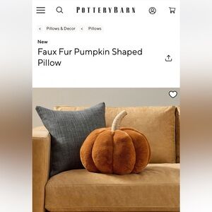 Faux Fur Pumpkin Pillow in Rich Orange